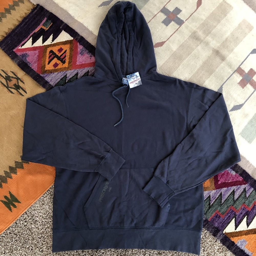 Prison Break Fox Network TV Series Promo Hoodie Mens Large Navy Drawstrings NWT